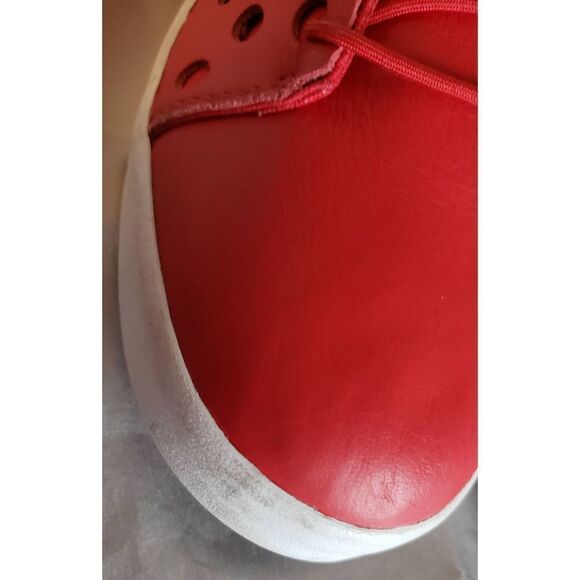 VOLCOM PERFORATED RED LEATHER HIGH TOP SIZE 7 SPECIAL RARE SAMPLE - Picture 6 of 12